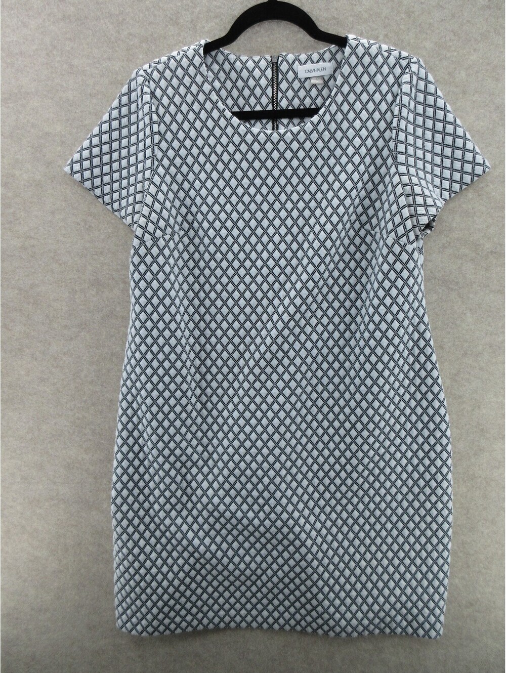 Calvin Klein Women's Size 14 Black White Geometric Short Sleeve Shift Dres